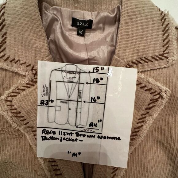 AZIZ Cream Embroidered Flower Jacket with Raw Hem Size M - Picture 12 of 12